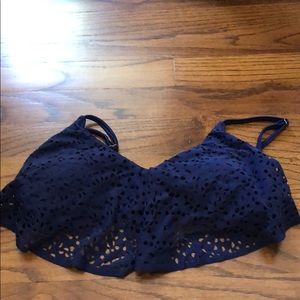 blue ruffle bikini top
